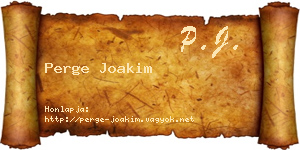 Perge Joakim névjegykártya